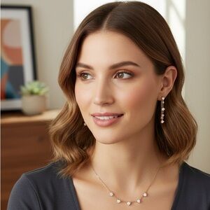Nordstrom Gold Cubic Zirconia Earrings and necklace